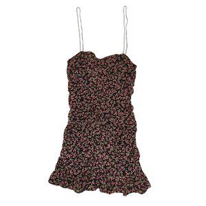 Étophe Studios Floral Ruched Dress - Small, Spaghetti Strap & Ruffled Bottom